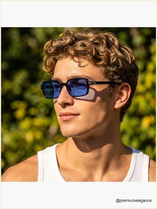 Retro Rectangle Narrow Thin Slim Square Sunglasses UV400 main image 7